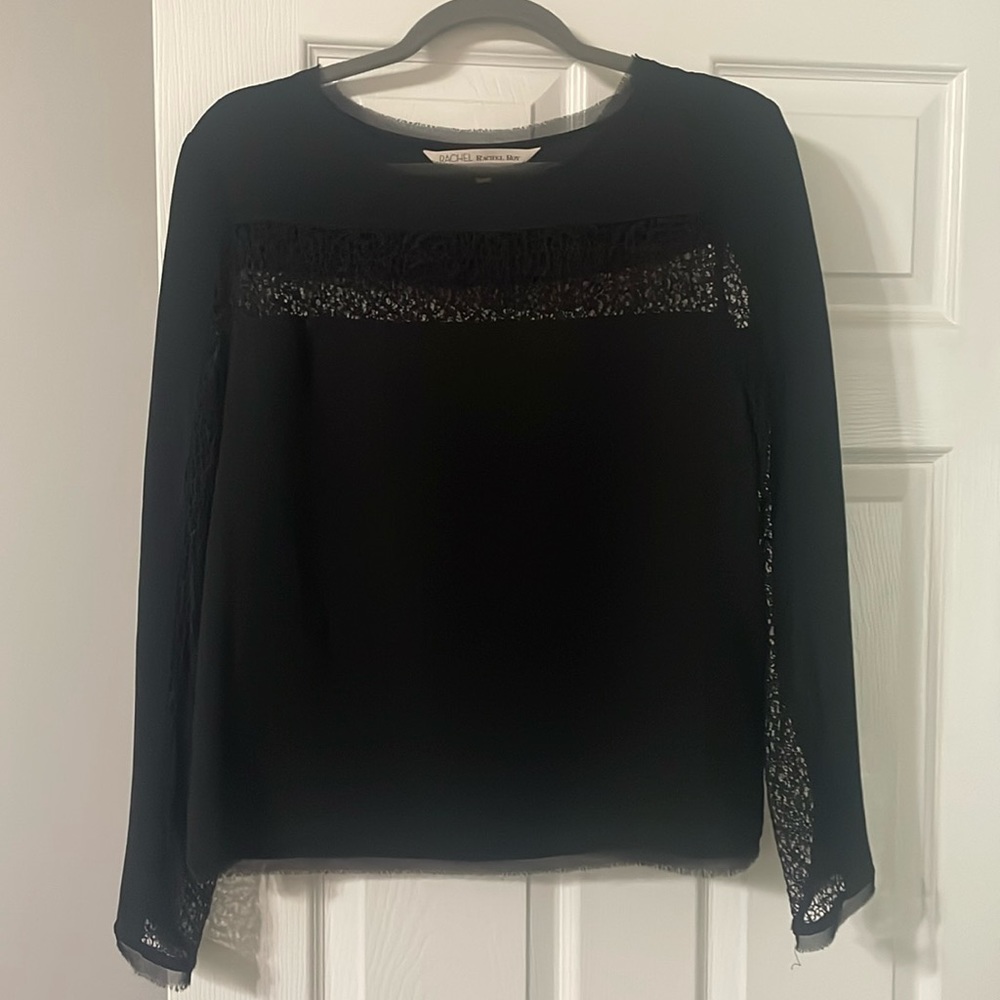 Rachel Roy black lace detail blouse size large